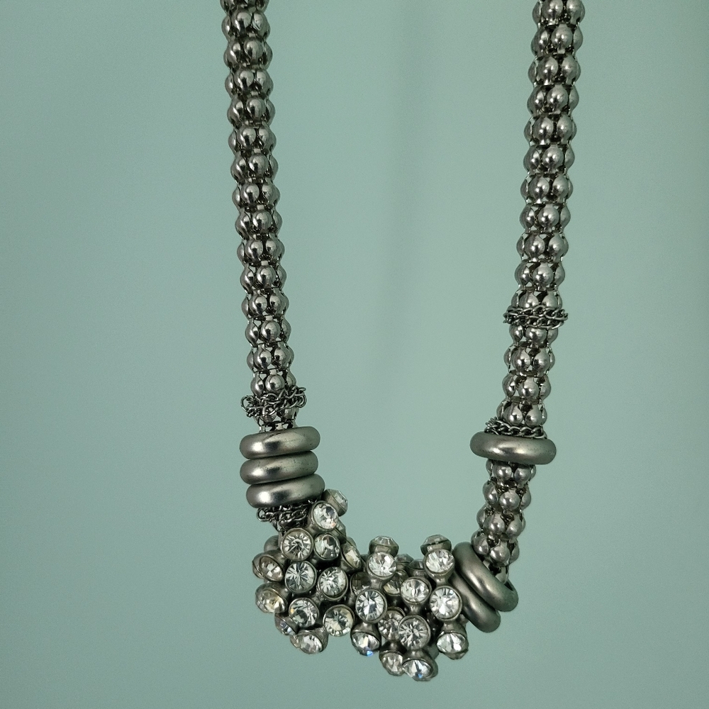 Elegant Silver Beaded Necklace